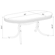 Retro Oval 60-inch Wood Top Dining Table White and Chrome - detail 5