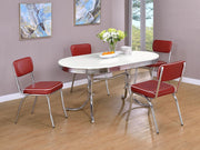 Retro Oval 60-inch Wood Top Dining Table White and Chrome - detail 7