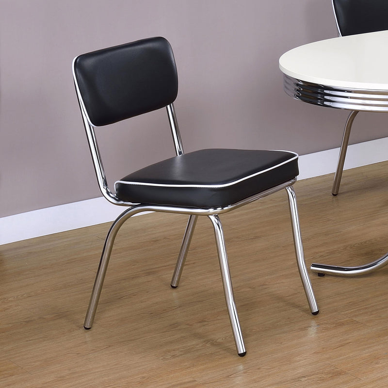Retro Upholstered Dining Side Chair Black (Set of 2) - alternate view
