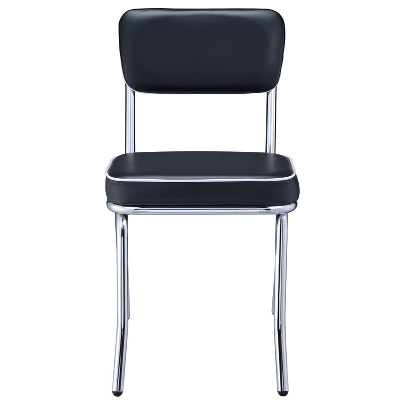 Retro Upholstered Dining Side Chair Black (Set of 2) - detail 4