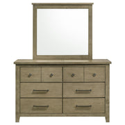 Hazlewood 6-drawer Bedroom Dresser with Mirror Vineyard Oak - detail 3