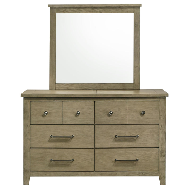 Hazlewood 6-drawer Bedroom Dresser with Mirror Vineyard Oak - detail 3