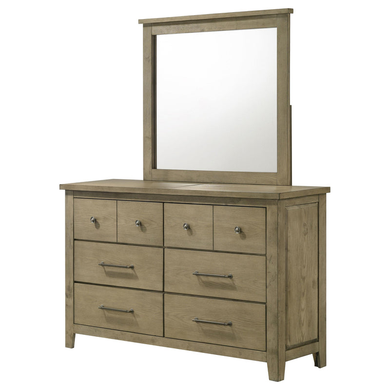 Hazlewood 6-drawer Bedroom Dresser with Mirror Vineyard Oak - detail 4