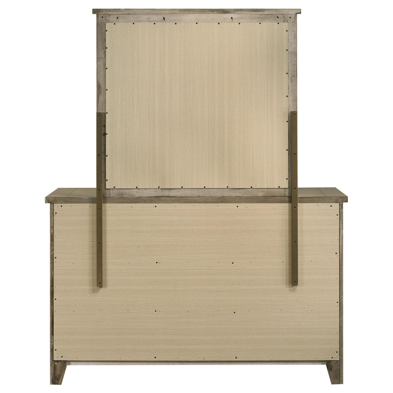 Hazlewood 6-drawer Bedroom Dresser with Mirror Vineyard Oak - detail 7