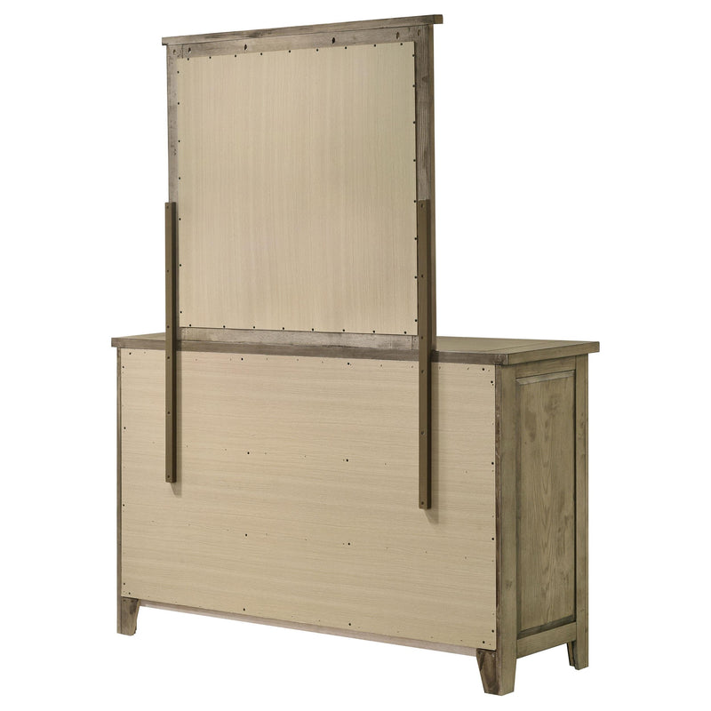 Hazlewood 6-drawer Bedroom Dresser with Mirror Vineyard Oak - detail 8