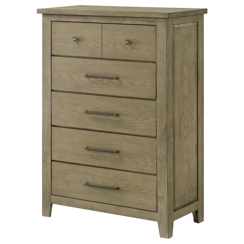 Hazlewood 5-drawer Bedroom Chest of Drawers Vineyard Oak - detail 4