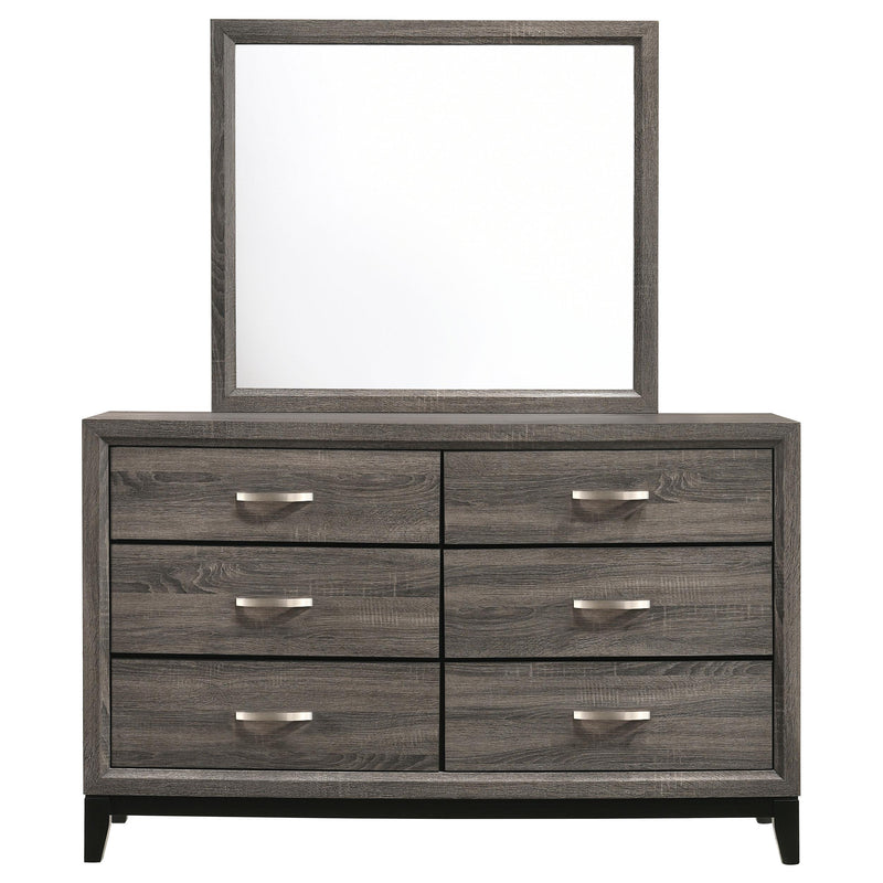 Watson 6-drawer Dresser with Mirror Grey Oak - detail 3