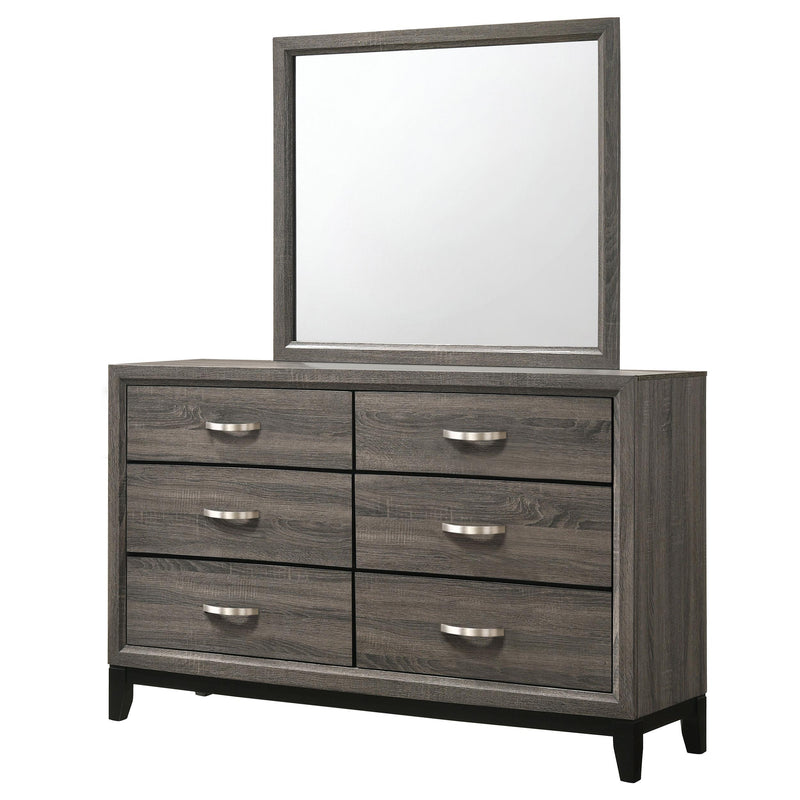 Watson 6-drawer Dresser with Mirror Grey Oak - detail 4