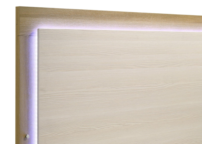 Hyland Wood Queen LED Panel Bed Natural and White - detail 5