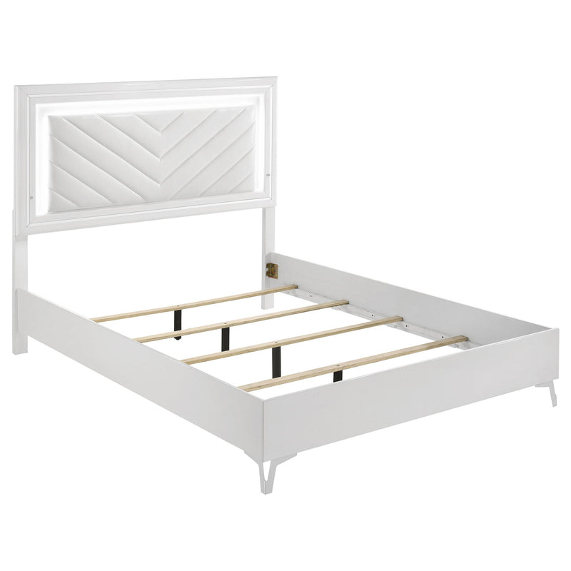 Cassia 5-piece Queen LED Bedroom Set White High Gloss - detail 3