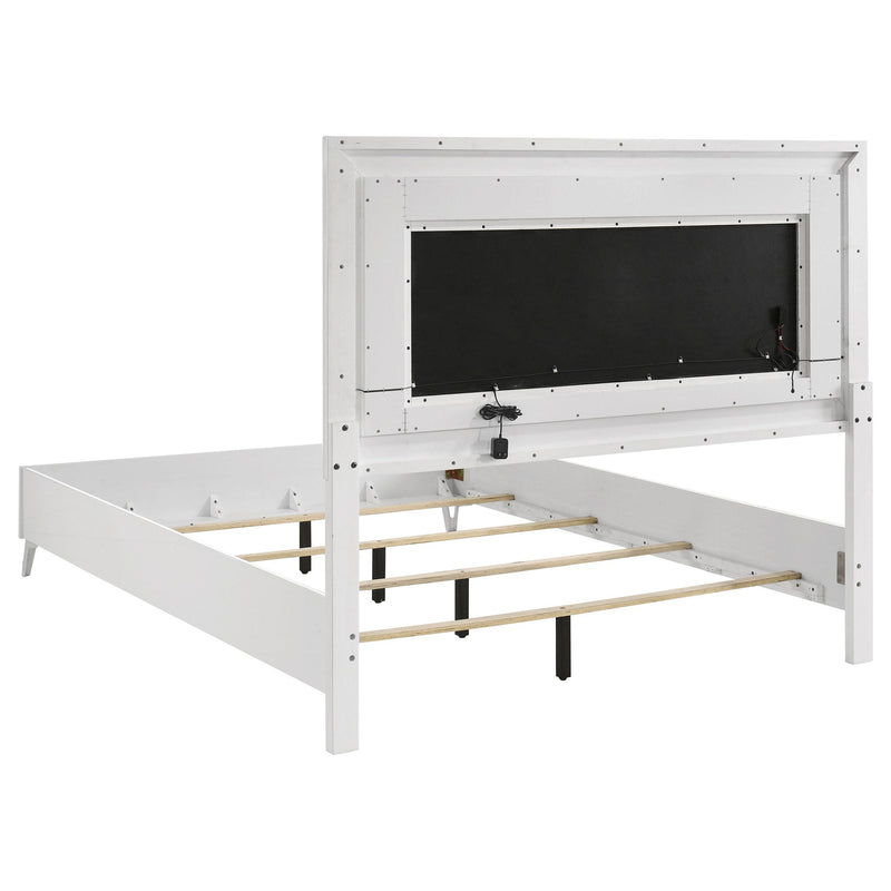 Cassia 5-piece Queen LED Bedroom Set White High Gloss - detail 4