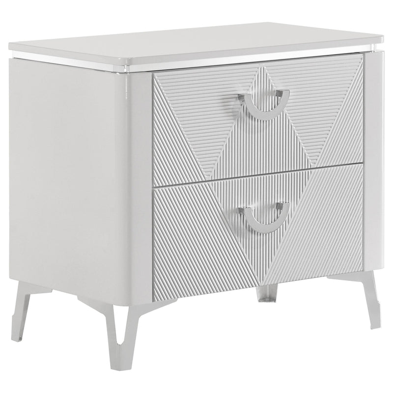 Cassia 5-piece Queen LED Bedroom Set White High Gloss - detail 5