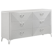 Cassia 5-piece Queen LED Bedroom Set White High Gloss - detail 7