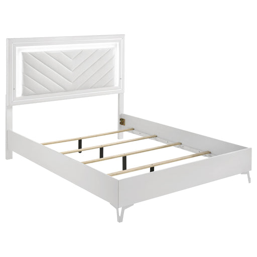 Cassia Queen LED Panel Bed White High Gloss - alternate view