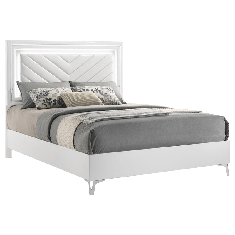 Cassia Queen LED Panel Bed White High Gloss - detail 3