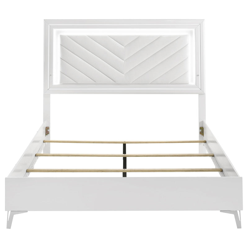 Cassia Queen LED Panel Bed White High Gloss - detail 4