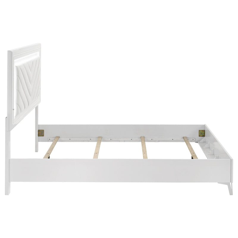Cassia Queen LED Panel Bed White High Gloss - detail 6