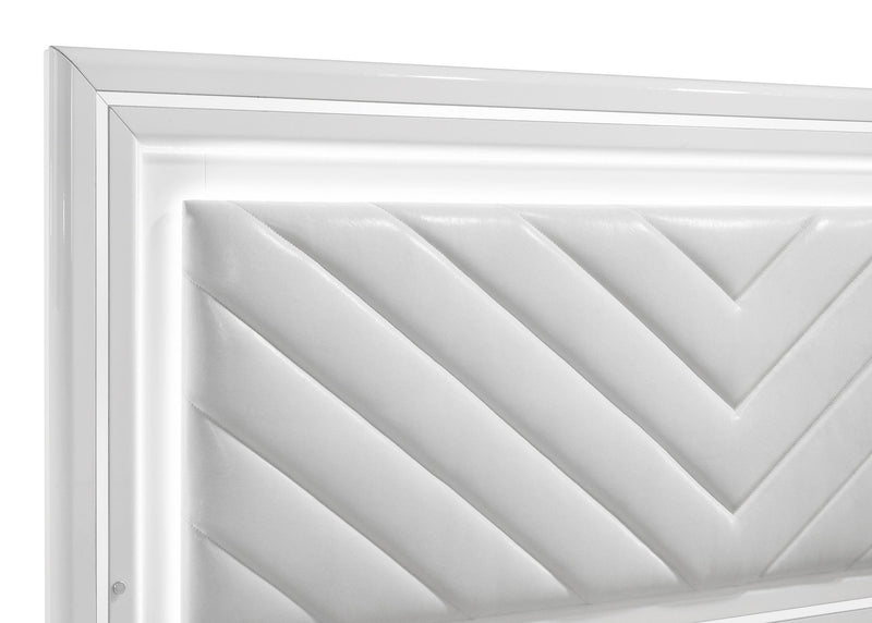 Cassia Queen LED Panel Bed White High Gloss - detail 7