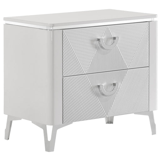 Cassia 2-drawer Nightstand Bedside Table White High Gloss - alternate view