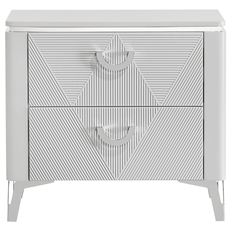 Cassia 2-drawer Nightstand Bedside Table White High Gloss - detail 3