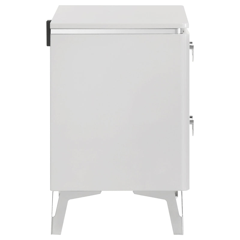 Cassia 2-drawer Nightstand Bedside Table White High Gloss - detail 6
