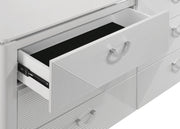 Cassia 6-drawer Dresser Cabinet with Mirror White High Gloss - detail 7