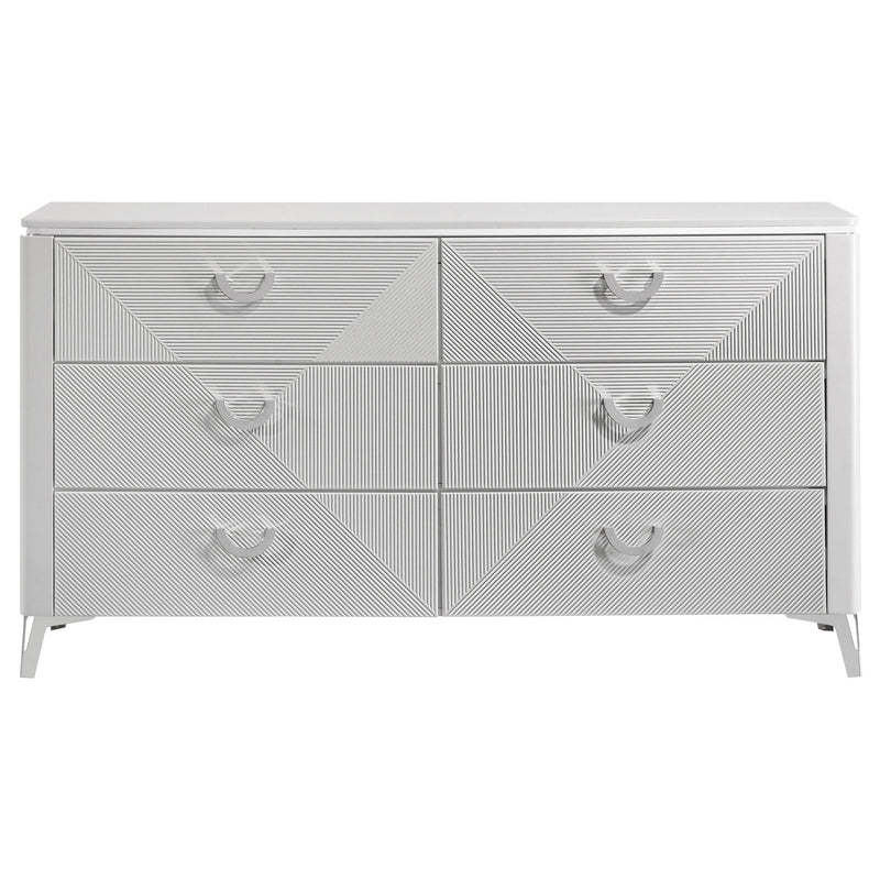 Cassia 6-drawer Bedroom Dresser Cabinet White High Gloss - detail 3