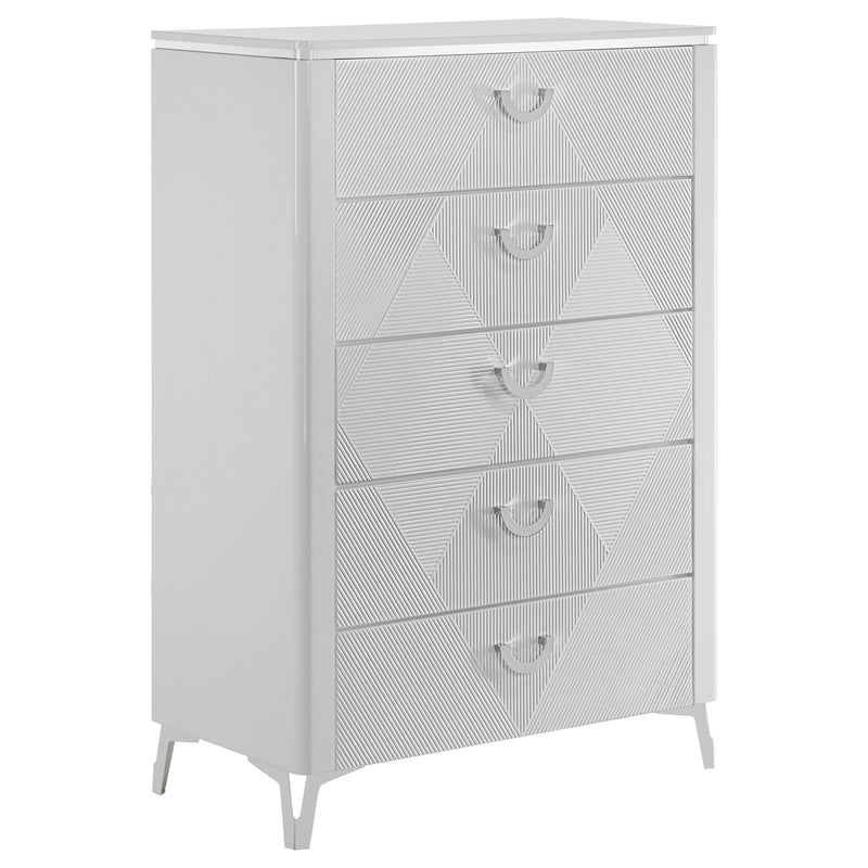Cassia 5-drawer Bedroom Chest of Drawers White High Gloss - alternate view