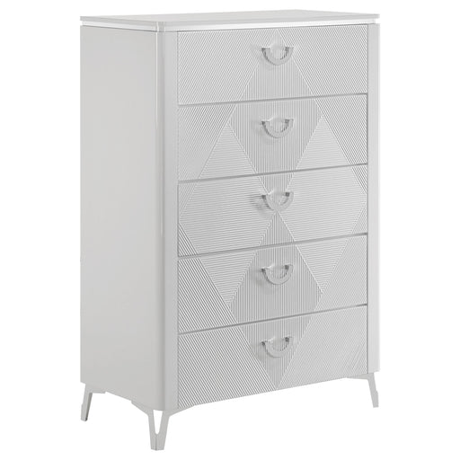 Cassia 5-drawer Bedroom Chest of Drawers White High Gloss - alternate view