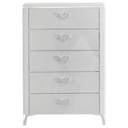 Cassia 5-drawer Bedroom Chest of Drawers White High Gloss - detail 3