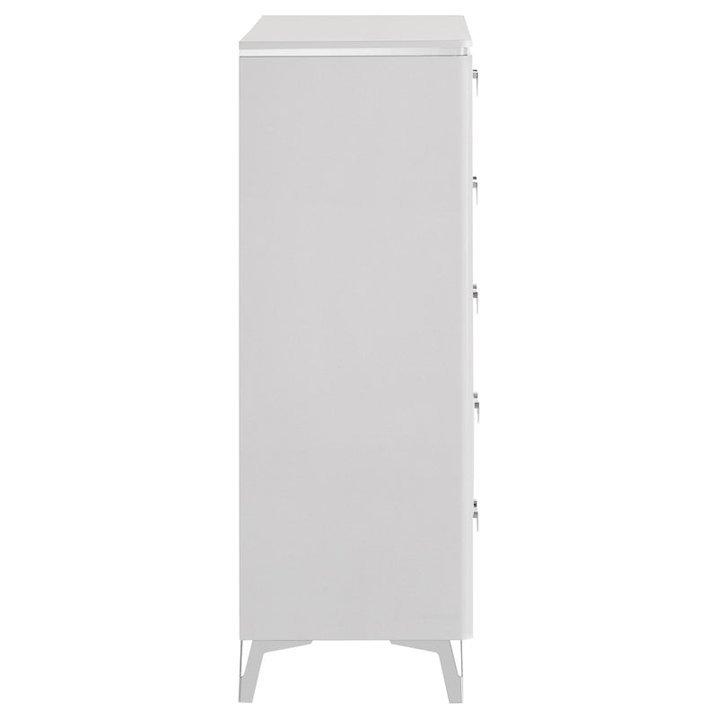 Cassia 5-drawer Bedroom Chest of Drawers White High Gloss - detail 6