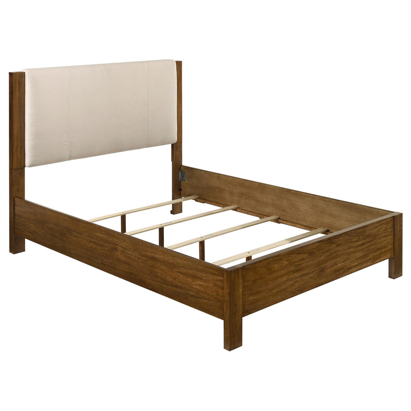 Adderley Queen Wood Panel Bed Cream and Warm Brown - alternate view