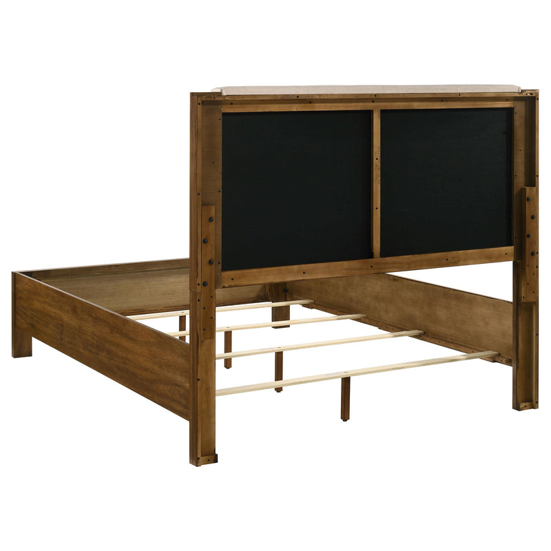 Adderley Queen Wood Panel Bed Cream and Warm Brown - detail 5