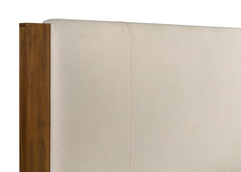 Adderley Queen Wood Panel Bed Cream and Warm Brown - detail 7