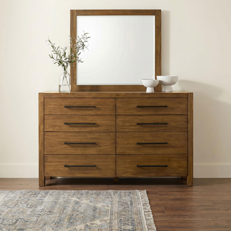 Adderley 8-drawer Bedroom Dresser and Mirror Warm Brown