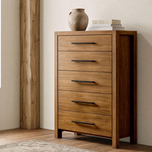 Adderley 5-drawer Bedroom Chest of Drawers Warm Brown