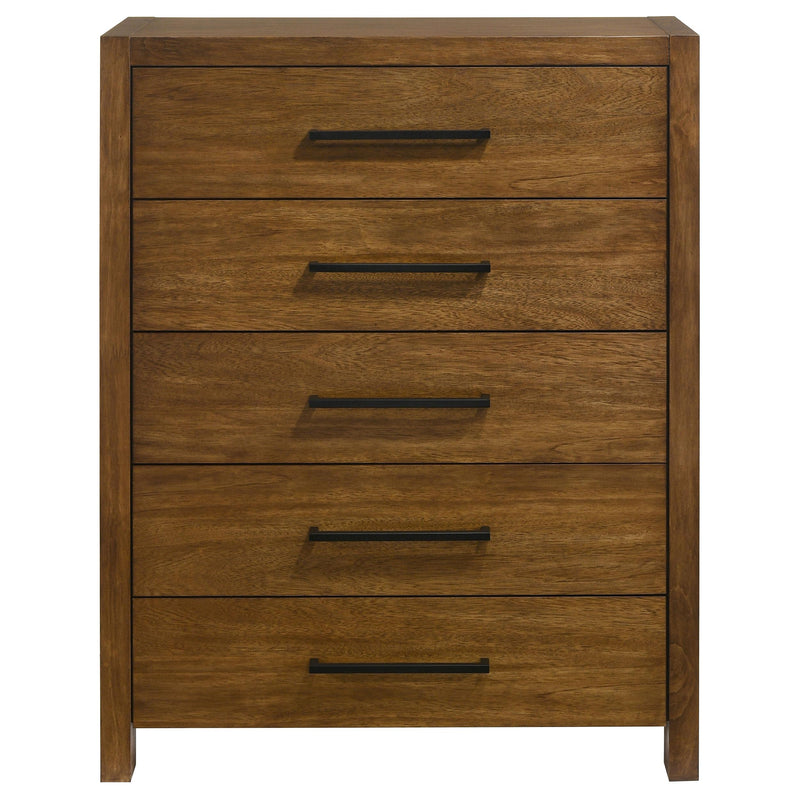 Adderley 5-drawer Bedroom Chest of Drawers Warm Brown - detail 3