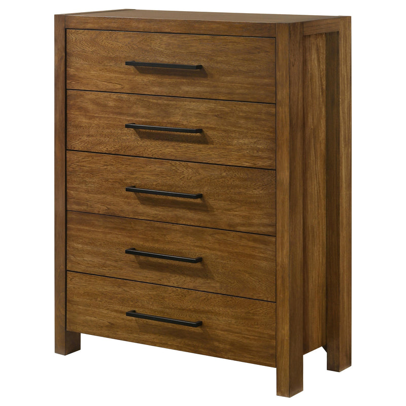 Adderley 5-drawer Bedroom Chest of Drawers Warm Brown - detail 4