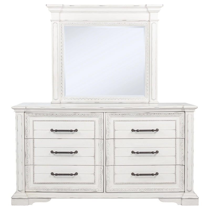 McKinney 6-drawer Bedroom Dresser with Mirror Vintage White - detail 3