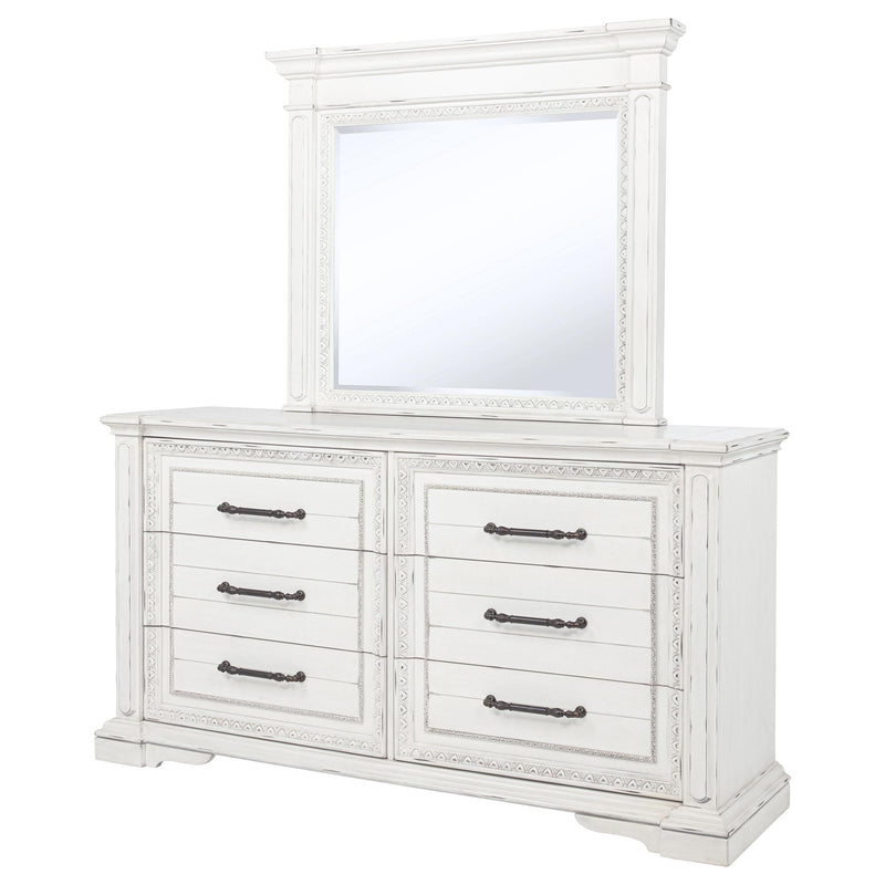 McKinney 6-drawer Bedroom Dresser with Mirror Vintage White - detail 4