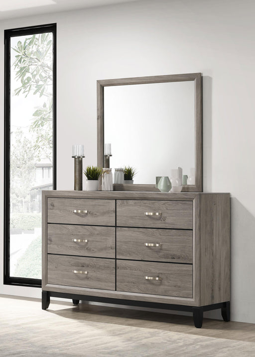 Valen 6-drawer Bedroom Dresser and Mirror Light Taupe