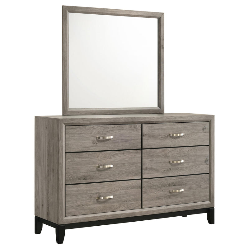 Valen 6-drawer Bedroom Dresser and Mirror Light Taupe - alternate view