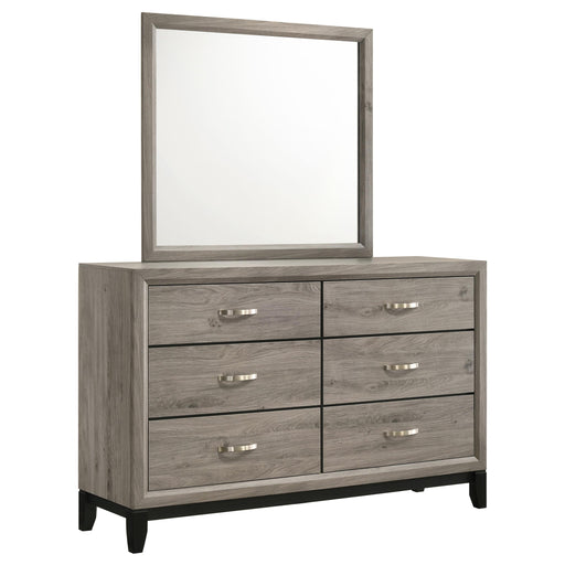 Valen 6-drawer Bedroom Dresser and Mirror Light Taupe - alternate view