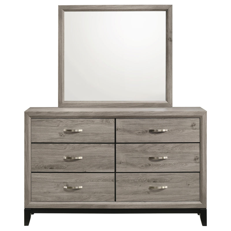 Valen 6-drawer Bedroom Dresser and Mirror Light Taupe - detail 3