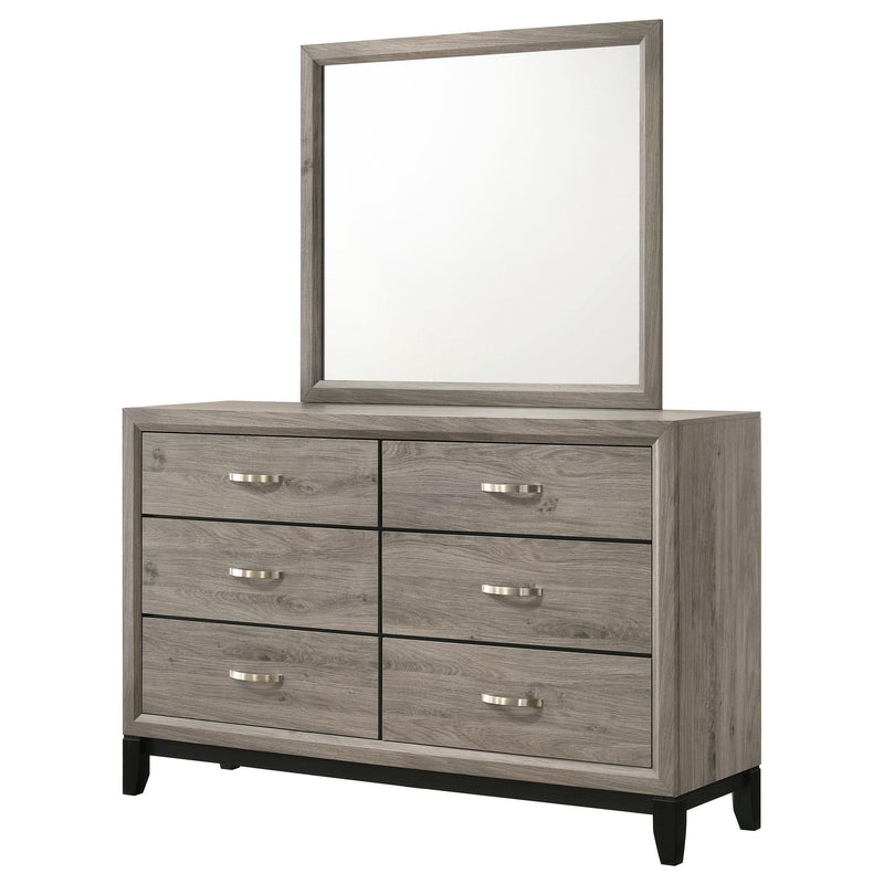 Valen 6-drawer Bedroom Dresser and Mirror Light Taupe - detail 4