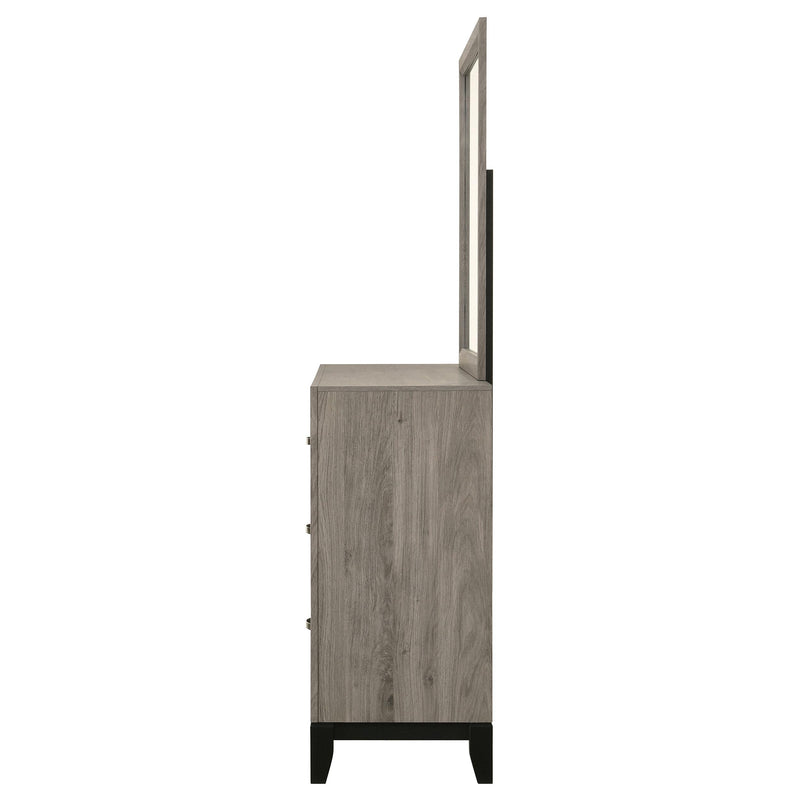 Valen 6-drawer Bedroom Dresser and Mirror Light Taupe - detail 5