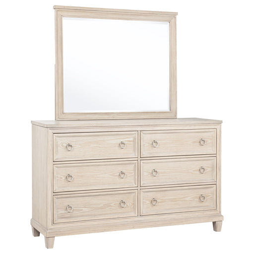 Pembroke 6-drawer Bedroom Dresser with Mirror Washed Oak - alternate view