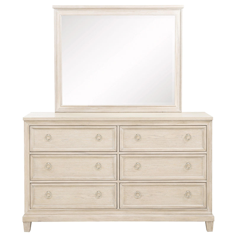 Pembroke 6-drawer Bedroom Dresser with Mirror Washed Oak - detail 3