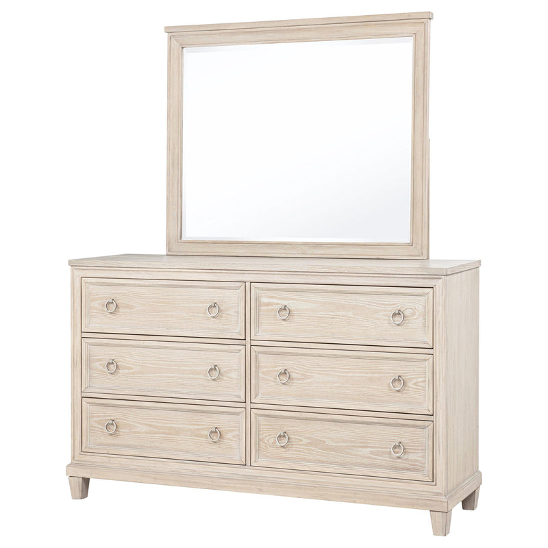 Pembroke 6-drawer Bedroom Dresser with Mirror Washed Oak - detail 4