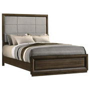 Atlas 64-inch Queen Upholstered Panel Bed Grey and Dark Oak - detail 3